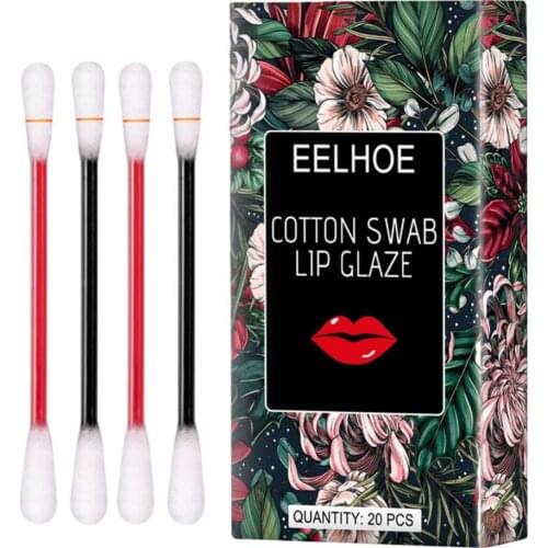 Novelty 20Pcs/Box Decorative Cotton Swab Makeup Cosmetics Lip Gloss Convenient Lip Lacquer Classic for Girls