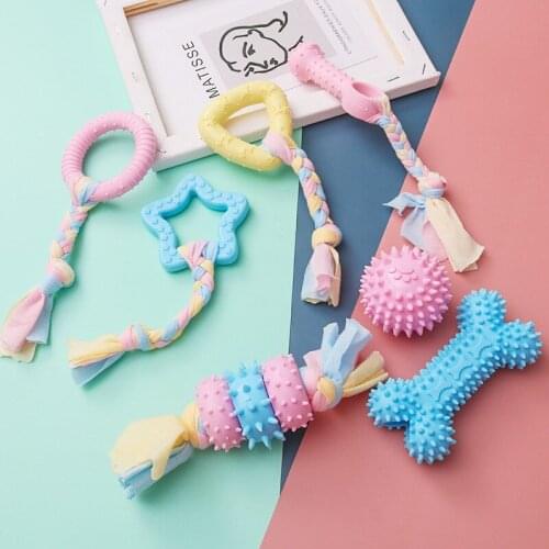 New Puppy Pet Dog Toy Chew Squeaky Rubber Molar Toys Funny Bone Ball for Cat Puppy Baby Dog Interactive Training Product