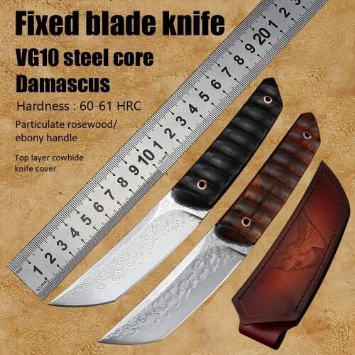 VG10 Damascus steel fixed blade knife wood handle hunting knives survival military self defense tools High Hardness EDC knifes
