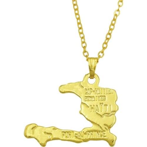 Wholesale trendy Haiti necklace women collar choker necklace Ayiti map pendant necklace Haytian gift silver color gold color