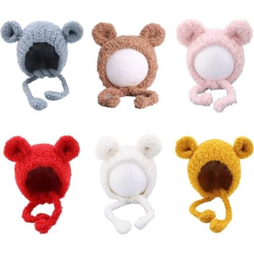 Autumn Winter Warm Cute Baby Plush Beanie Cap Ear Protection Solid Color Hat