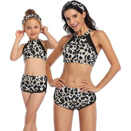 3-12 Year Girls Swimsuit Floral Print Mom and Daughter Bikini Sets Ruffle Children Beach Wear Kids Swimwear Summer Bathing Suits