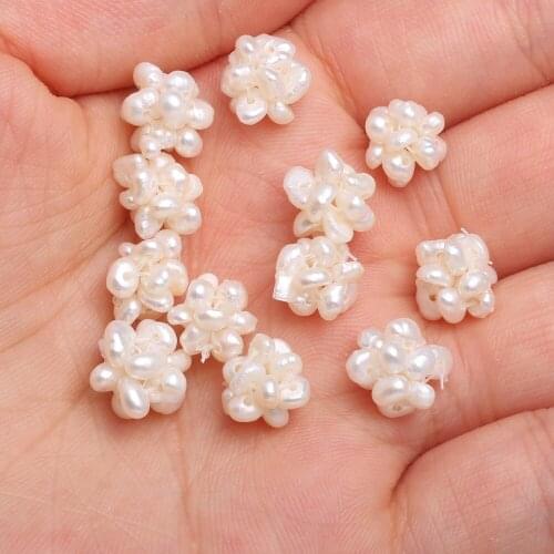 Natural Freshwater Pearl Colored Flower Ball Pendants Hand Woven for Jewelry Making DIY womens elegant Necklace Accessories