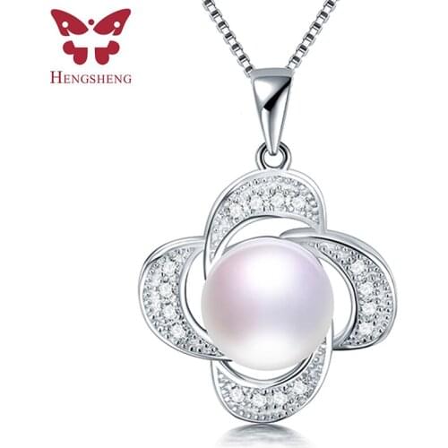 HENGSHENG Hot Selling Genuine Freshwater Pearl Pendant 925 Sterling Silver Zircon Cross Pendant Necklace Women Daily Jewelry
