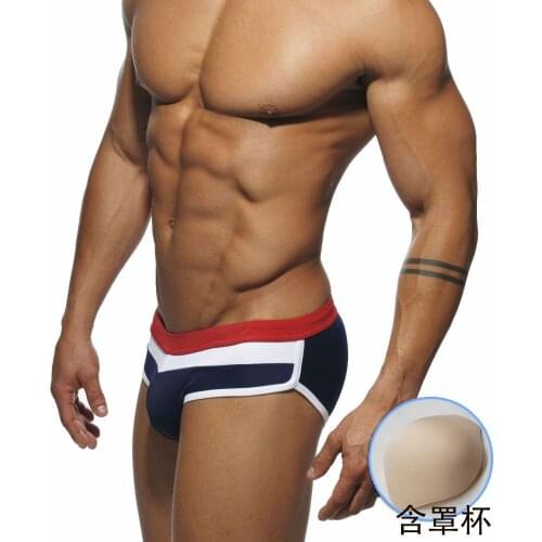 Sexy With Cups Swimming Trunks For Bathing New Style Swimwear Men Fashion Printing Briefs Men Triangle Breathable Mens Swimsuits