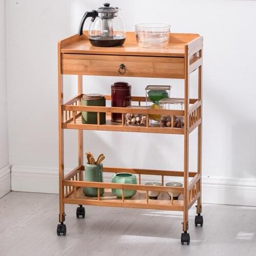 Rolling Wheel Hotel Bar Dining Food Delivery Serving Cart Kitchen Trolley Movable Storage Rack Organizer Floor Shelf 3 Layers