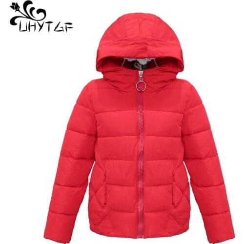 UHYTGF Women Cotton coats Plus size 5XL Winter Cotton coats Thicken Short paragraph Small cotton jacket Womens Elegant Tops 323