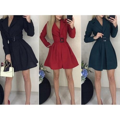 Vintage A-Line Dress Belted Long Sleeve V-Neck Sexy Dress Party Womens Clothes Winter Autumn Dress Women Dresses Mini