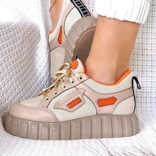 Womens Thick-soled Sneakers 2021 Fashion Spring and Autumn Breathable and Comfortable Running Casual Sneakers White Plus Size