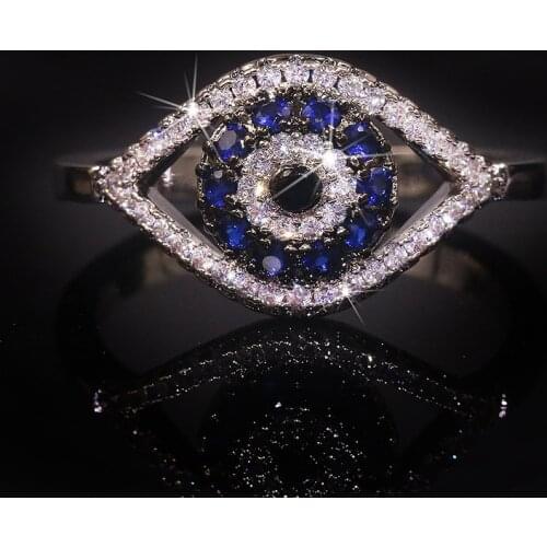 Vintange Evil Eye with Bling Zircon Stone Silver Color Rings for Women Fashion Jewelry 2020 New Gothic Ring
