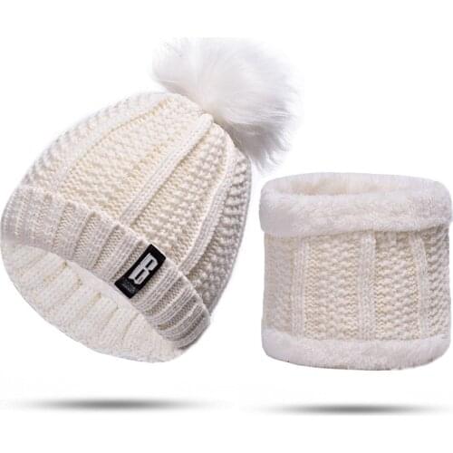 Winter Neck warm knitted hat for women girl wool beanies Skullies letter B velvet hat mask Bonnet Femme Balaclava scarf caps