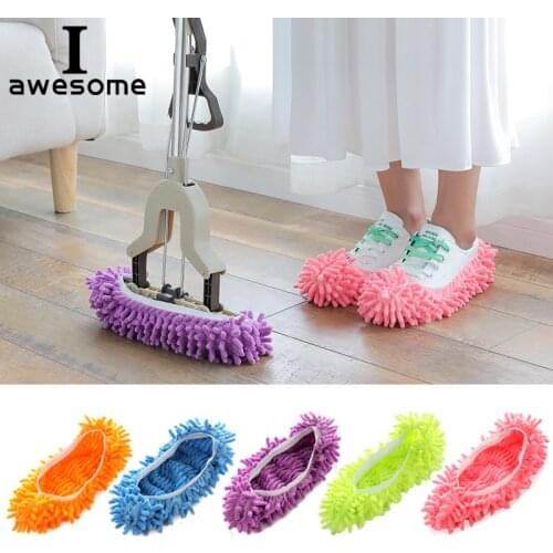 1pc candy 5 colors Shoe Covers Mop Slipper Floor Polishing Cover Cleaner Overshoes Shoe Covers Mud-proof Color Solid Foot Shoes