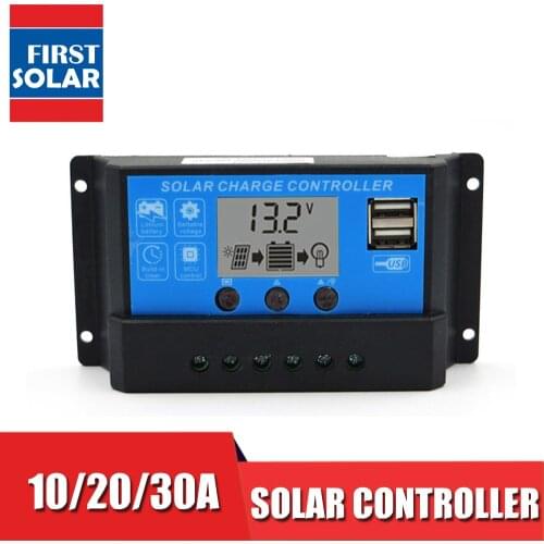 10A 20A 30A 12V/24V LCD Display solar charger seale AGM GEL Iron li-ion lithium battery PWM solar charge controller USB 5V