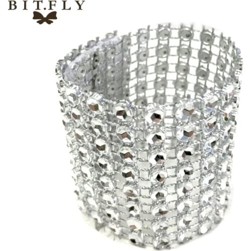 10PCS/Lot 8 Row Mesh Trim Bling Diamond Wrap Cake Napkin Ring Roll Crystal Ribbons Party Wedding Table Decoration Party Supplies