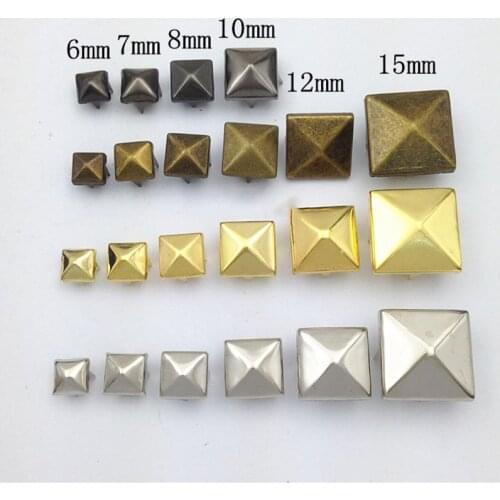 100PC 4-12MM Square Spikes Garment Four Claw Rivets For Clothes Bag Shoes Bracelets Belt Metal Pyramid Studs Apparel Aceessories