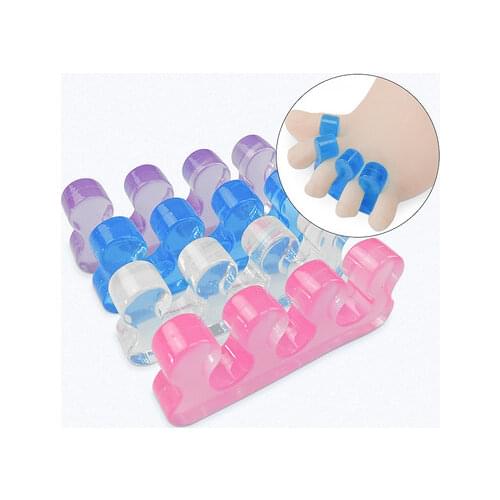 2Pc Silicone Toe Separating Gel Toe Separator Finger Manicure Pedicure Finger Foot UV Nail Tools Flexible Silicone Finger Spacer