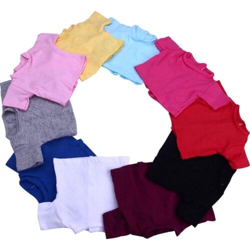 Doll Clothes Accessories T-Shirt Fits 18" American Dolls Set 10 Different Colors