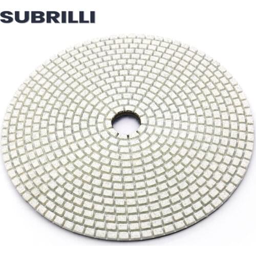 SUBRILLI 7" Diamond Polishing Pad 1pc/2pcs 180mm Diamond Grinding Wheel For Granite Marble Stone Wet Use White Buffing Disc