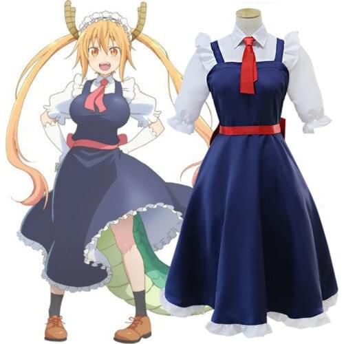 Anime Miss Kobayashis Dragon Maid Tohru Cosplay Costume Kobayashi san Chi no Maid Dragon Dress Uniforms Halloween Party Wear