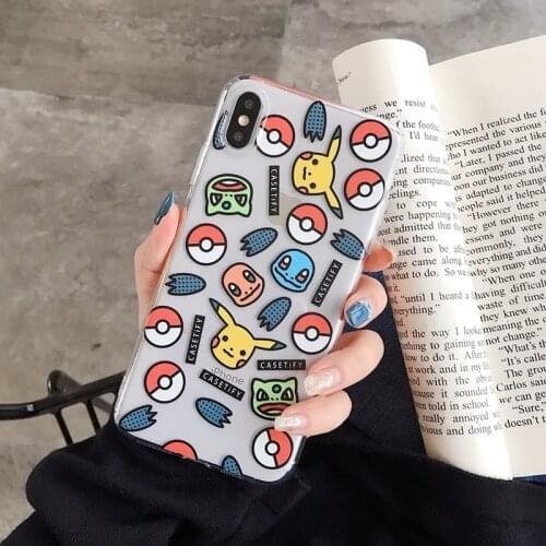 Pokemon Pikachu Phone Case for IPhone 7 / 8 / Plus X / XS / XR / XS Max / 11 / 12 /Pro Cute Cartoon Anti-fall Silicone Case Gift