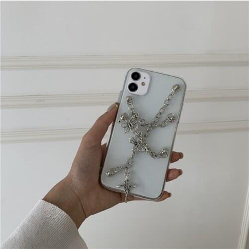 Luxury butterfly 3D metal Rock Punk Bracelet Soft silicone phone case for apple iphone X XR XS MAX 7 8 plus 11 Pro 12 MiNi cover