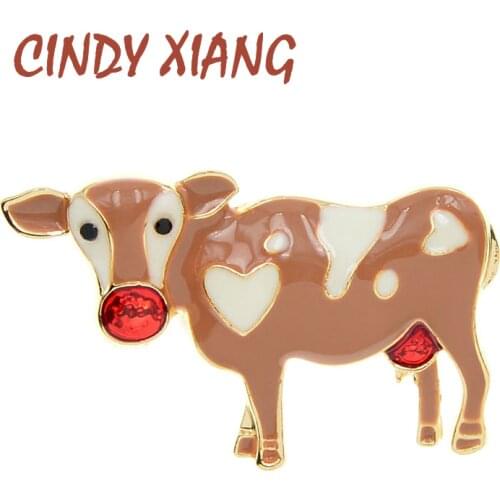 CINDY XIANG New Arrival Enamel Cow Brooches For Women Chinese Bull Year 2021 Fashion Autumn Badages High Quality 3 Colors