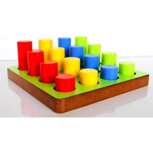 Cylinder Figure Shape and Color Toy Part Educational for Children Wooden Early Learning Kit to Kids Montesorri