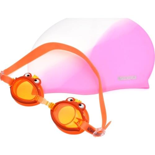 Kids Swim Goggle Swim Cap Set, Child Safe Healthy Comfortable Swimming Cap AND Waterproof Swim Goggles with Clear View Anti Fog