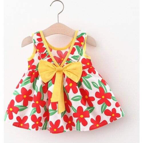Kids Girls Summer Sleeveless Dress Baby Girls Flower Dress 0-24M Girls Cute Clothinls Beach Style Clothing