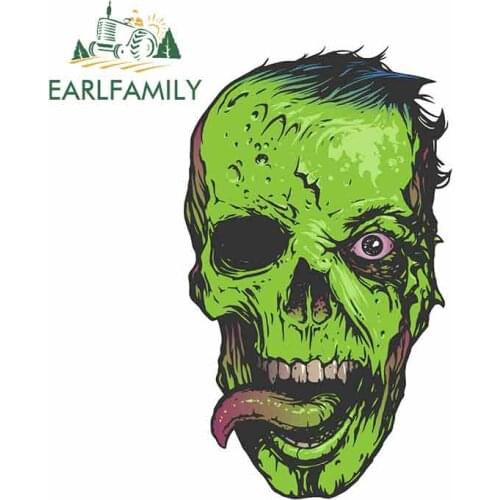 EARLFAMILY 13cm x 13cm for Zombie Skull Cartoon Oem Funny Car Stickers RV VAN 3D DIY Fine Decal Bumper Trunk Truck Graphics