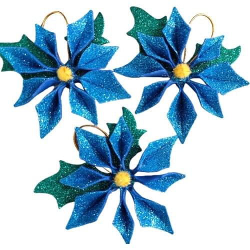 3pcs Artifical Christmas Flowers Christmas Tree Decorations for Home Fake Flowers Xmas Ornaments New Year Party Decor