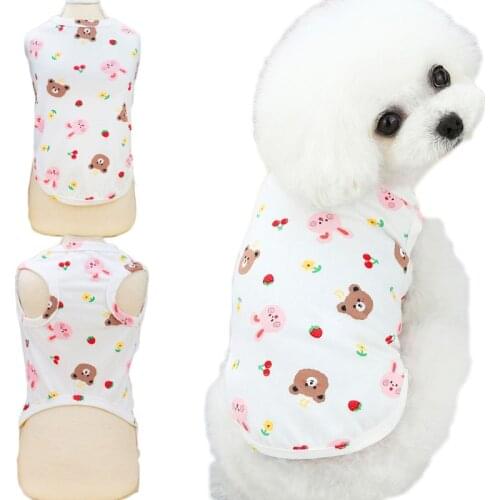 Kawaii Pet Clothes Rabbit Bear Pattern Dog Sweatshirt Hoodies For Small Dogs Pug Maltese Sleeveless Vest Tshirt Costume Clothing