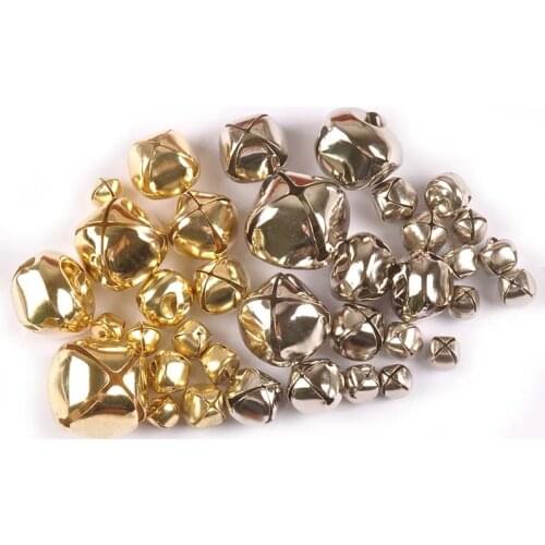 12/13/15/20/25/30/35mm Gold/Silver Christmas Bells Jingle Bells For Home Decor Party Ornaments DIY Craft Accessories Gift C2683