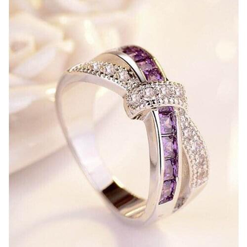 Milangirl 3 Colors Cross Ring Zircon Bow Ring Exquisite Prom Ring High Quality Jewelry Party Show Ring Elegant Accessories