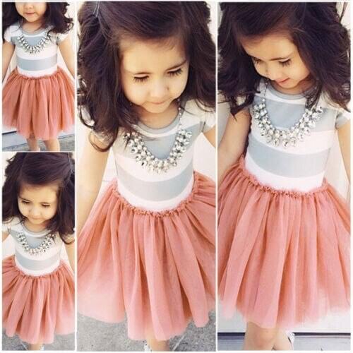 Baby Kids Girls Pink Princess Lovely Short Tulle Fancy Dress