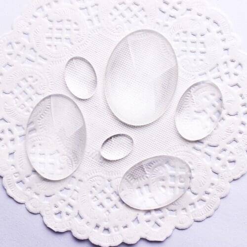 New Handmade Mix Size Transparent Clear Glass Oval Flatback Cameo Cabochon Domed DIY Jewelry Charm Photo Pendant Setting