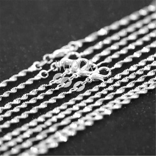 Wholesale 1PCS Of Bulk 925 Embossed Silver Filled Double Water Wave Chain 16",18" ,20",22",24",26",28",30Inches