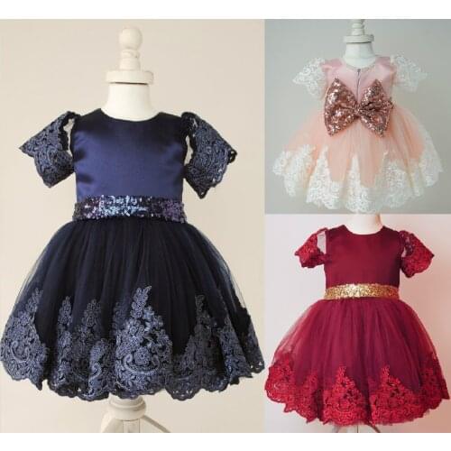 Flower Girls Clothing Dresses Princess Bow Toddler Baby Lace Ball Gown Party Pageant Tutu Formal Dresses Girl