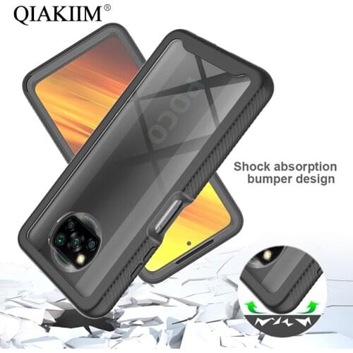 Shockproof Armor Case For Xiaomi Mi 10T Pro POCO X3 NFC Funda 3 in 1 Front Bumper Back Cover Phone Cases Screen Protector Shell