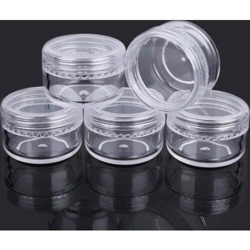 50pcs 2g/3g/5g Cosmetic Sample Empty Container Plastic Round Pot Screw Cap for Make Up Eye Shadow Nail Powder Paint Jewelry