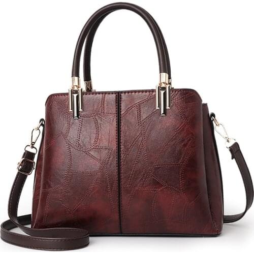 Retro Patent Leather Bucket Bag Women Shoulder Bag Handwork Vintage Ladies Natural Leather Handbag Large Shopper Bags 2020 New