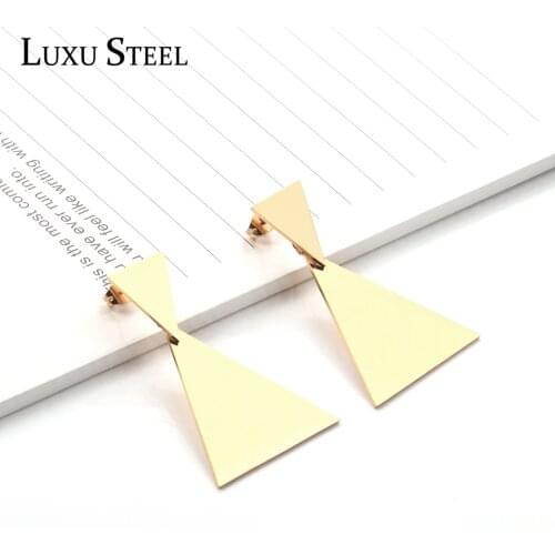 LUXUSTEEL aretes Korean Earrings Gold Color Triangles Drop Earrings Bijoux Party Stainless Steel Geometry Earring Jewelry Friend