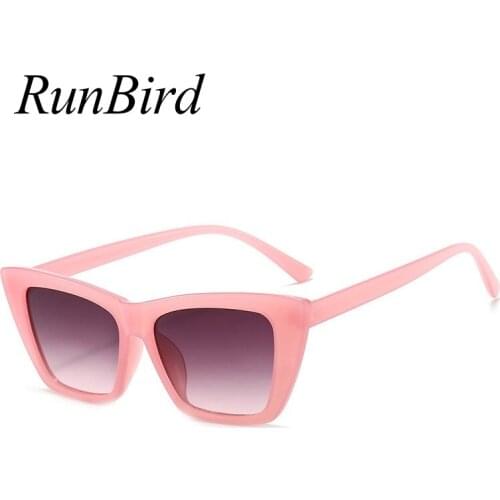 RunBird Cat Eye Sunglasses Women Fashion Jelly Blue Pink Sun Glasses Ladies Luxury Designer Sexy Cateyes Eyewear UV400 5537