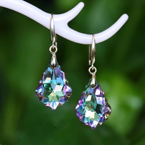 Crystal Baroque Leaf Pendant Earrings Zircon Water droplets Dangle Earrings for Women Elegant Girls Earring Jewelry Gifts