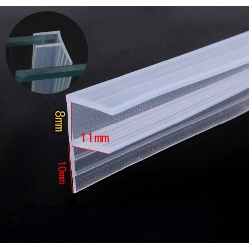 8mm Thick Glass Seals Strip Screen Shower Stall Door Window Balcony Seals Silicone Rubber Draft Stopper 223cm odd Transparent