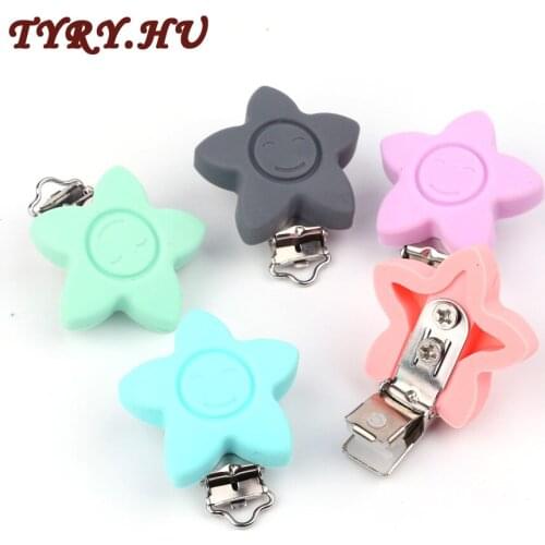 Star Shape Silicone Beads Pacifier Chain Clips for DIY Baby Soother Nursing Pendant Accessories Clasps Holder Toy Gifts