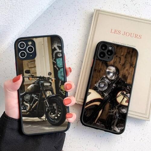 Vintage Motorcycle pattern Phone Case matte transparent For iphone 7 8 11 12 plus mini x xs xr pro max cover
