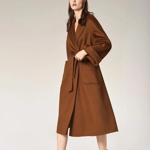 Women Cashmere Coats Double Side Wool Coat Overcoat 2020 Winter Long Cashmere Outerwear