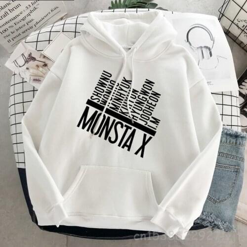 Monsta X Aesthetic Clothes Harajuku Oversized Pullover Hoodie Sweatshirt Grunge Tops Women Hoodies Long Sleeve Aesthetic