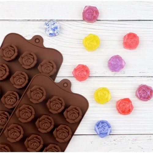 1PCS 15-even Rose Flowers Shaped Silicone Chocolate Mold Cookware Baking Tool Kitchenware Fondant Cake Decoration Tool